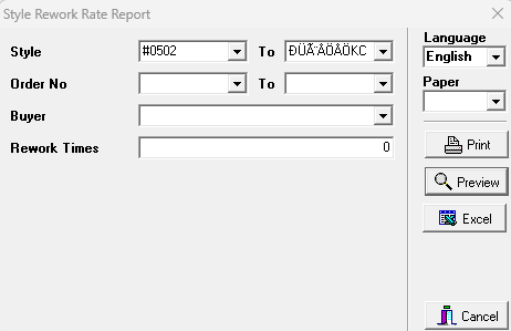 Style Rework Rate Report